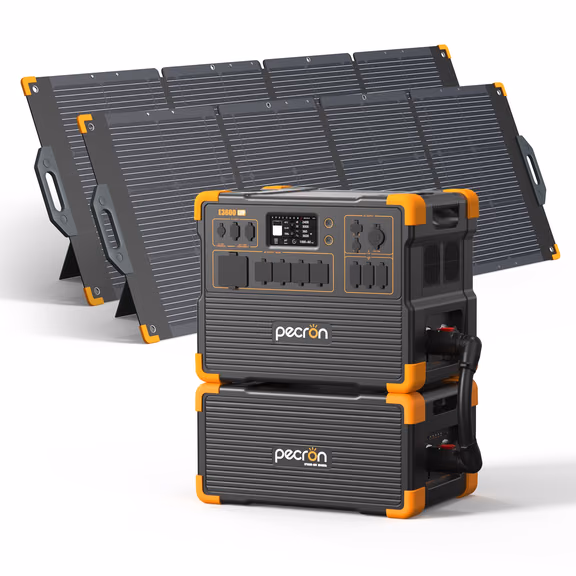 PECRON E3600LFP Solar Generator Kit 3600W 3072Wh – E3600LFP+EP3800-48V+2*PV300 / Without Trolley