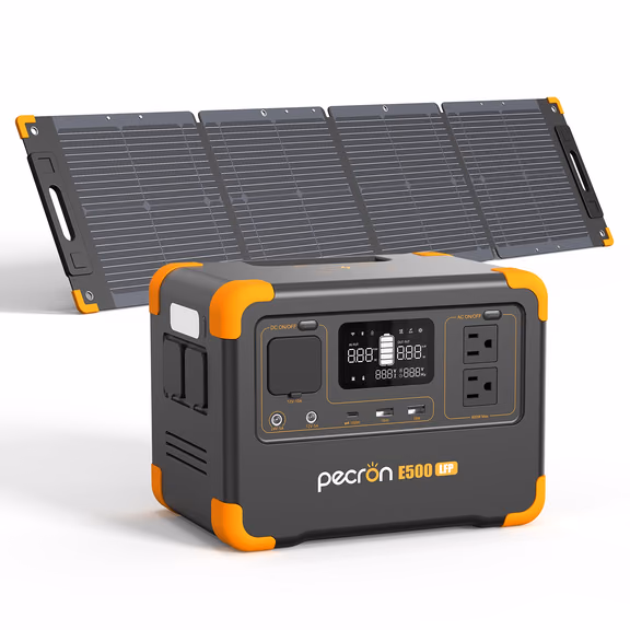 PECRON E500LFP Portable Power Station 600W 576Wh – E500LFP + 100W Solar Panel