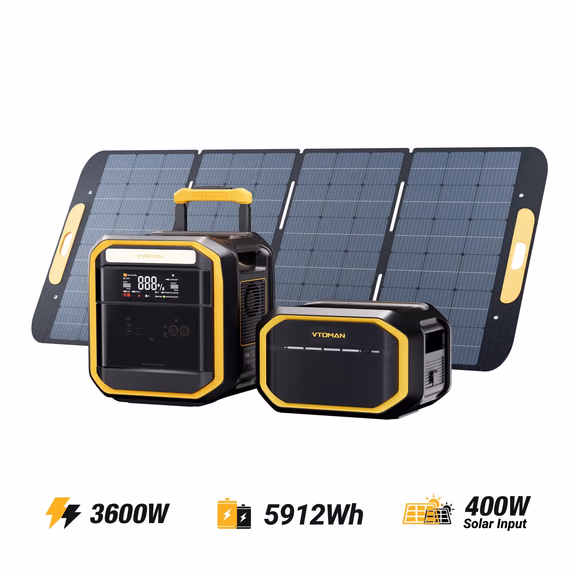 VTOMAN FlashSpeed Pro 3600 Station Électrique Portable – FlashSpeed Pro 3600 3096Wh + FlashSpeed EB 2816Wh + 400W Panel