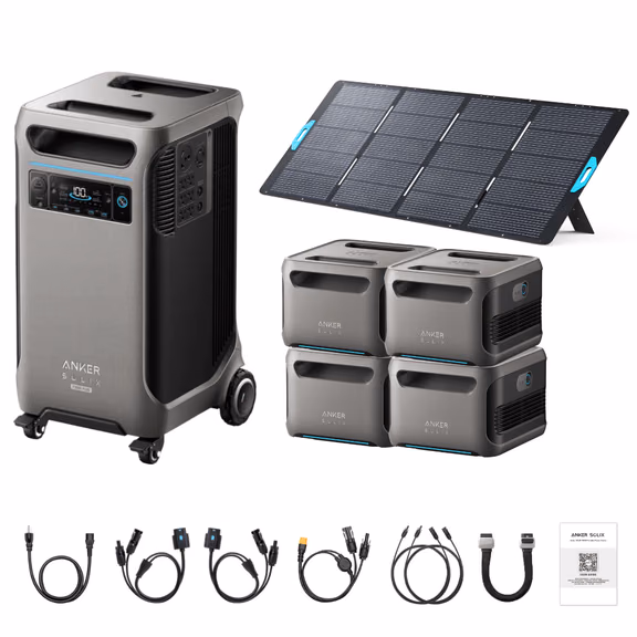 Anker SOLIX F3800 Plus Portable Power Station + 400W Portable Solar Panel – F3800 Plus + 400W Portable Solar Panel / 4 x Extra Batteries