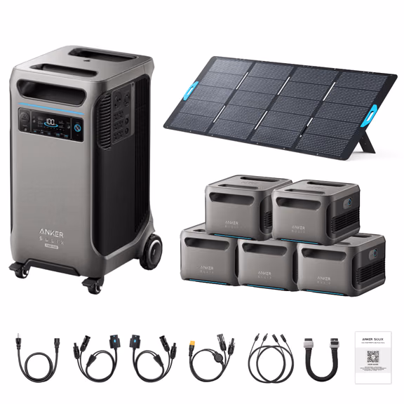 Anker SOLIX F3800 Plus Portable Power Station + 400W Portable Solar Panel – F3800 Plus + 400W Portable Solar Panel / 5 x Extra Batteries