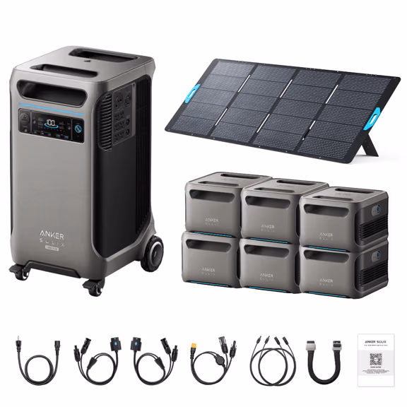 Anker SOLIX F3800 Plus Portable Power Station + 400W Portable Solar Panel – F3800 Plus + 400W Portable Solar Panel / 6 x Extra Batteries