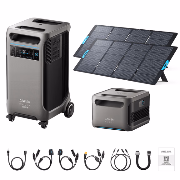 Anker SOLIX F3800 Plus Portable Power Station + 400W Portable Solar Panel – F3800 Plus + 2 x 400W Portable Solar Panels / 1 x Extra Battery