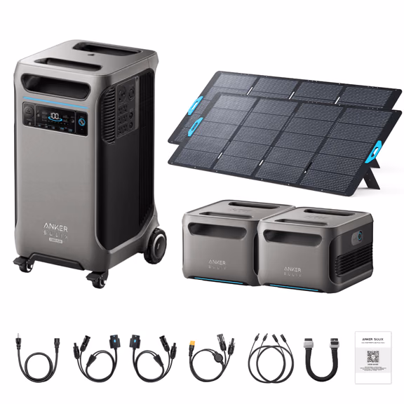 Anker SOLIX F3800 Plus Portable Power Station + 400W Portable Solar Panel – F3800 Plus + 2 x 400W Portable Solar Panels / 2 x Extra Batteries
