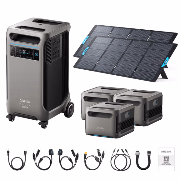 Anker SOLIX F3800 Plus Portable Power Station + 400W Portable Solar Panel – F3800 Plus + 2 x 400W Portable Solar Panels / 3 x Extra Batteries