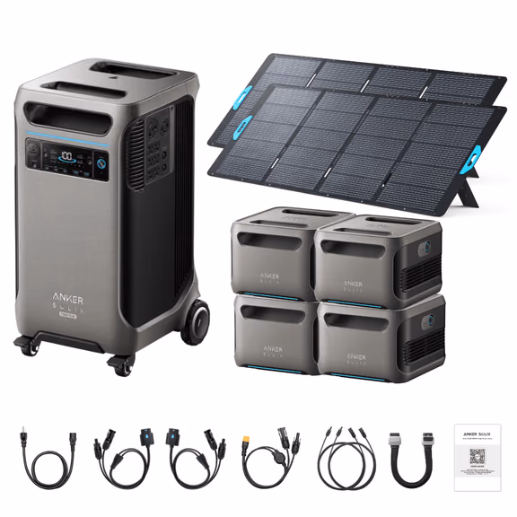 Anker SOLIX F3800 Plus Portable Power Station + 400W Portable Solar Panel – F3800 Plus + 2 x 400W Portable Solar Panels / 4 x Extra Batteries