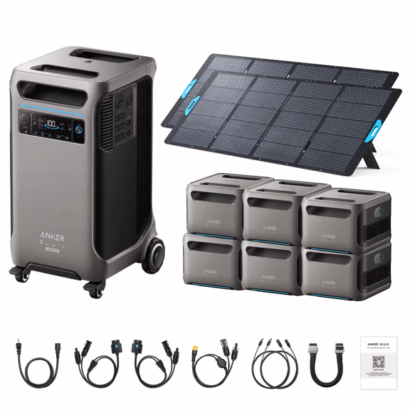 Anker SOLIX F3800 Plus Portable Power Station + 400W Portable Solar Panel – F3800 Plus + 2 x 400W Portable Solar Panels / 6 x Extra Batteries