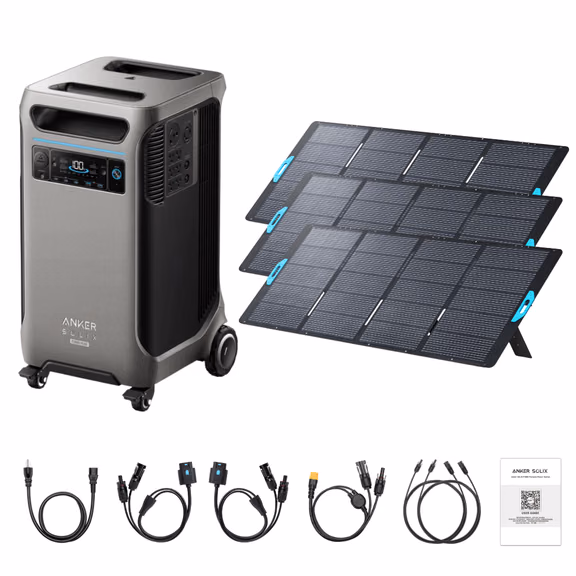 Anker SOLIX F3800 Plus Portable Power Station + 400W Portable Solar Panel – F3800 Plus + 3 x 400W Portable Solar Panels
