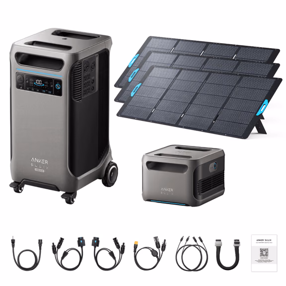 Anker SOLIX F3800 Plus Portable Power Station + 400W Portable Solar Panel – F3800 Plus + 3 x 400W Portable Solar Panels / 1 x Extra Battery