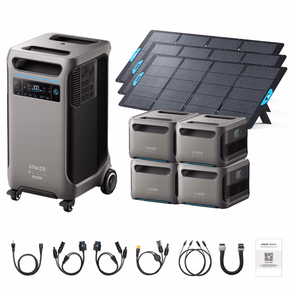 Anker SOLIX F3800 Plus Portable Power Station + 400W Portable Solar Panel – F3800 Plus + 3 x 400W Portable Solar Panels / 4 x Extra Batteries