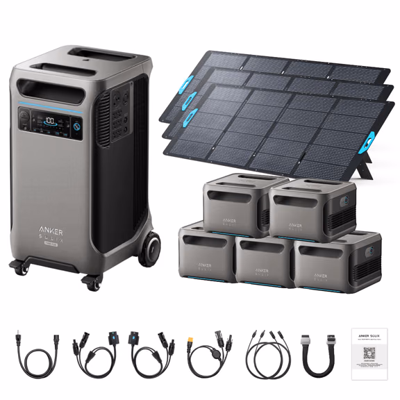Anker SOLIX F3800 Plus Portable Power Station + 400W Portable Solar Panel – F3800 Plus + 3 x 400W Portable Solar Panels / 5 x Extra Batteries