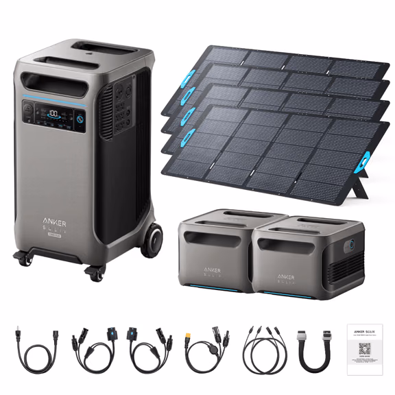Anker SOLIX F3800 Plus Portable Power Station + 400W Portable Solar Panel – F3800 Plus + 4 x 400W Portable Solar Panels / 2 x Extra Batteries