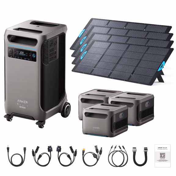 Anker SOLIX F3800 Plus Portable Power Station + 400W Portable Solar Panel – F3800 Plus + 4 x 400W Portable Solar Panels / 3 x Extra Batteries