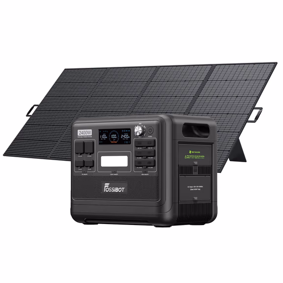 FOSSiBOT F2400 Solar Generator + Portable Solar Panel – F2400 +1*420W Portable Solar Panel