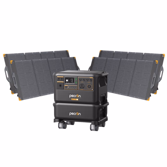 Pecron F5000LFP 7200W 5120Wh 120V/240V Portable Power Station – Pecron F5000LFP + + 1 x FP5000-48V 5120Wh Extra Battery / 4 x PV300 300W Portable Solar Panels