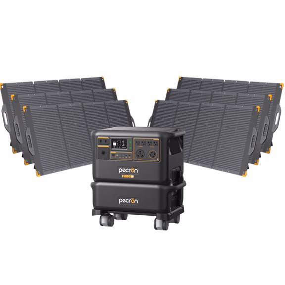Pecron F5000LFP 7200W 5120Wh 120V/240V Portable Power Station – Pecron F5000LFP + + 1 x FP5000-48V 5120Wh Extra Battery / 6 x PV300 300W Portable Solar Panels