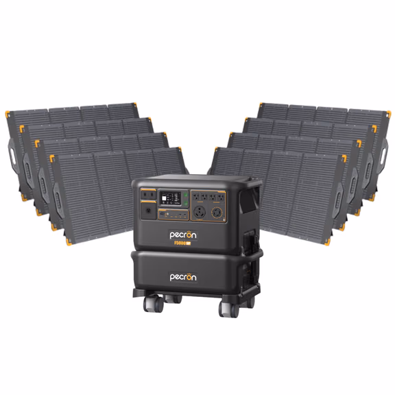 Pecron F5000LFP 7200W 5120Wh 120V/240V Portable Power Station – Pecron F5000LFP + + 1 x FP5000-48V 5120Wh Extra Battery / 8 x PV300 300W Portable Solar Panels