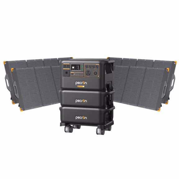 Pecron F5000LFP 7200W 5120Wh 120V/240V Portable Power Station – Pecron F5000LFP + + 2 x FP5000-48V 5120Wh Extra Batteries / 4 x PV300 300W Portable Solar Panels