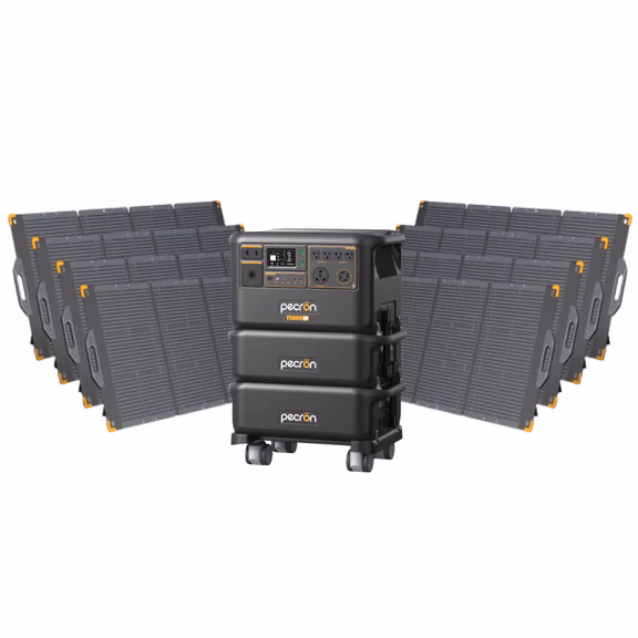 Pecron F5000LFP 7200W 5120Wh 120V/240V Portable Power Station – Pecron F5000LFP + + 2 x FP5000-48V 5120Wh Extra Batteries / 8 x PV300 300W Portable Solar Panels