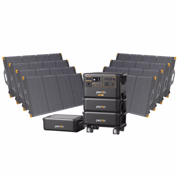 Pecron F5000LFP 7200W 5120Wh 120V/240V Portable Power Station – Pecron F5000LFP + + 3 x FP5000-48V 5120Wh Extra Batteries / 8 x PV300 300W Portable Solar Panels