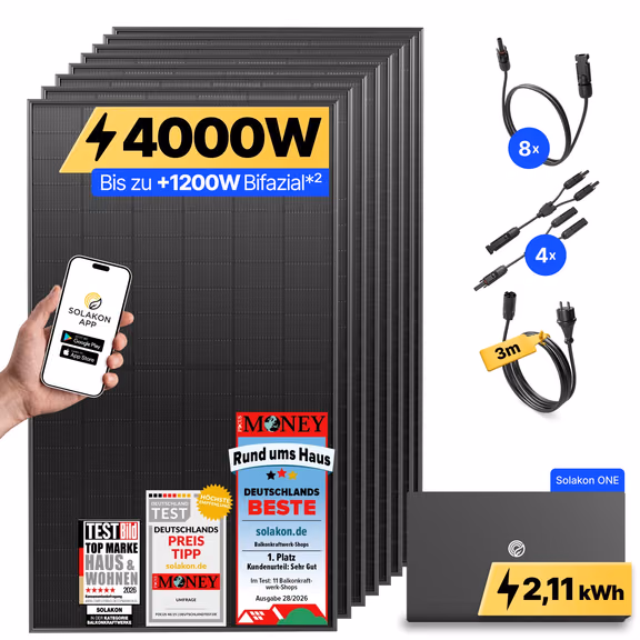 onPower Plus: 4000 Watt Solaranlage – Solakon ONE / 3m