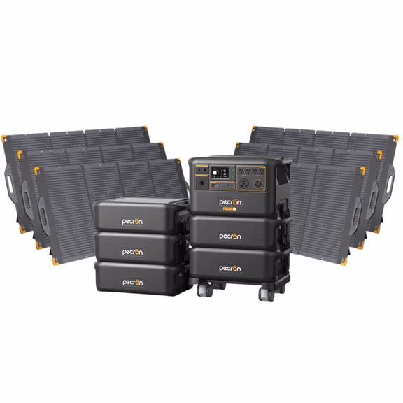 Pecron F5000LFP 7200W 5120Wh 120V/240V Portable Power Station – Pecron F5000LFP + + 5 x FP5000-48V 5120Wh Extra Batteries / 6 x PV300 300W Portable Solar Panels