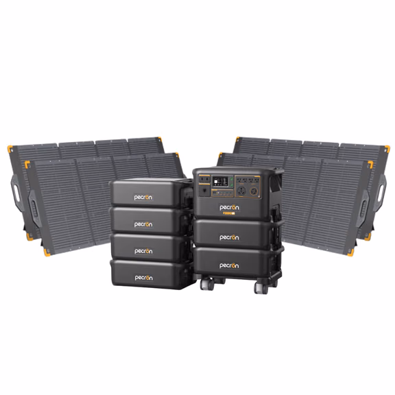 Pecron F5000LFP 7200W 5120Wh 120V/240V Portable Power Station – Pecron F5000LFP + + 6 x FP5000-48V 5120Wh Extra Batteries / 4 x PV300 300W Portable Solar Panels
