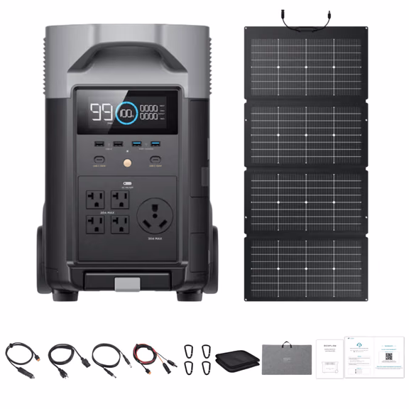 EcoFlow DELTA Pro Solar Generator + 220W Portable Solar Panels – DELTA Pro + 1 x 220W Portable Solar Panel