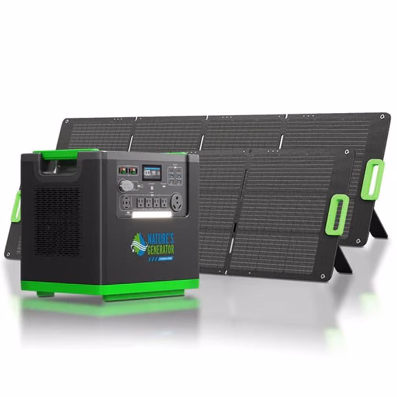 Natures Generator Lithium 6000 Solar Generator With Solar Panels – Lithium 6000 + 2 x 200W Folding Solar Panels