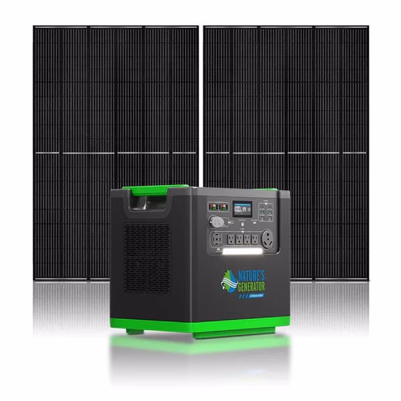 Natures Generator Lithium 6000 Solar Generator With Solar Panels – Lithium 6000 + 2 x 410W Rigid Solar Panels