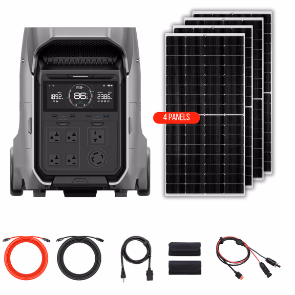 EcoFlow DELTA PRO 3 4096Wh 4000W Solar Generator + Choose Custom Solar Panel Bundle Option – DELTA PRO 3 + 4 x 250W Rigid Panels