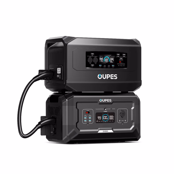 OUPES Mega 2 Pro Home Backup & Portable Power Station | 2500W, 2048Wh – Mega 2 Pro + B2 Extra Battery