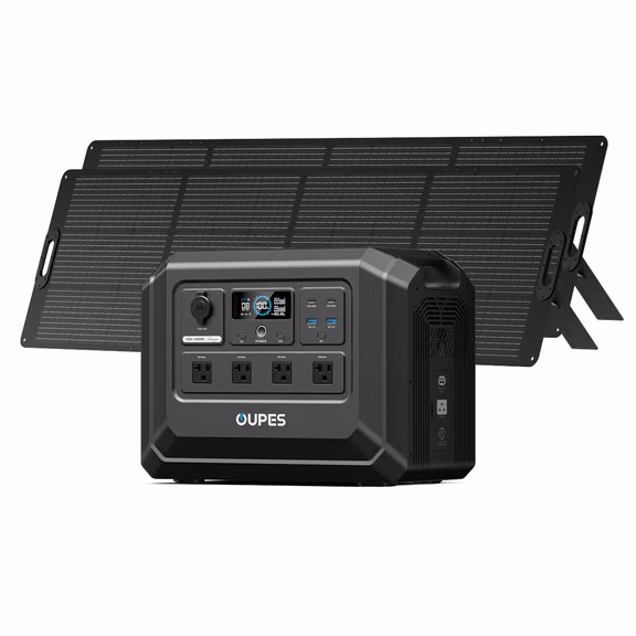 OUPES Mega 1 Lite Home Backup & Portable Power Station | 2000W 1024Wh – Mega 1 Lite + 240W Solar Panel*2