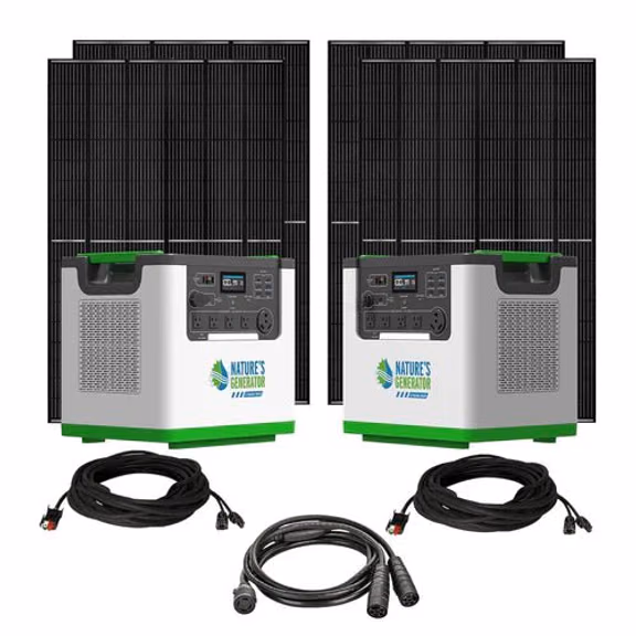 Natures Generator 2 x Lithium 3600 Solar Generator With 4 x 410W Monocrystalline Solar Panel