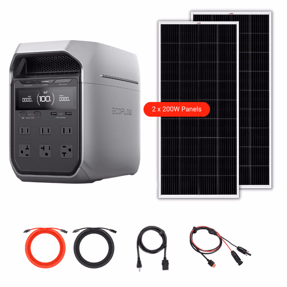 EcoFlow DELTA 3 Plus 1024Wh 1800W Solar Generator + Choose Custom Solar Panel Bundle Option – DELTA 3 Plus + 2 x 200W Rigid Panels
