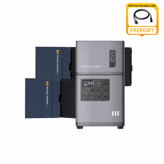 Mango Power E Home Backup and Portable Power Station – Mango Power E + Mango Power E Expansion Battery + 2 x 200W Solar Panel