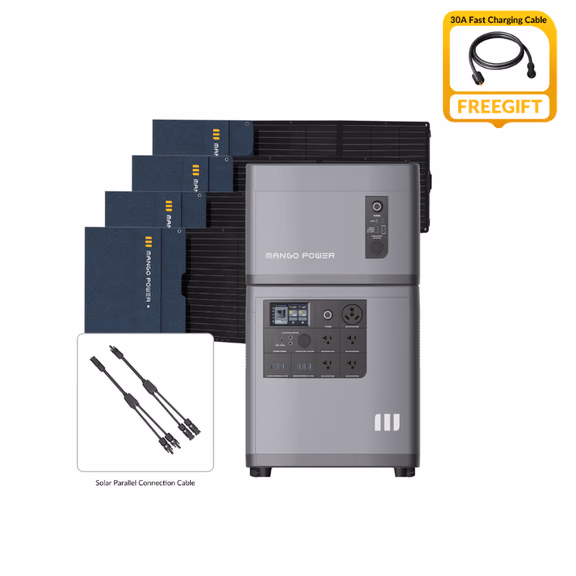 Mango Power E Home Backup and Portable Power Station – Mango Power E + Mango Power E Expansion Battery + 4 x 200W Solar Panel