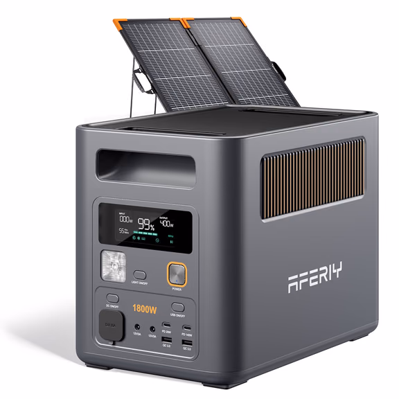AFERIY Nomad1800 Pro P180 Pro Portable Power Station with Expandable Capacity 1800W 1024Wh – P180 Pro + 100W Bifacial Solar Panel