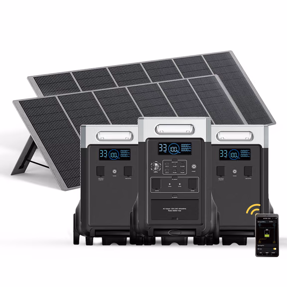 AFERIY Haven3600 P310 3600W Solar Generator Kit with 3840Wh Expansion Battery – P310 + 2xP310-B 3600W, 11520Wh / 2 × 400W Solar Panel (total 800W)