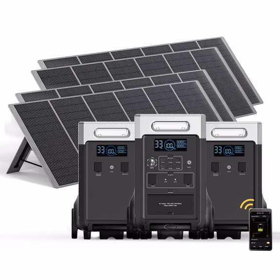 AFERIY Haven3600 P310 3600W Solar Generator Kit with 3840Wh Expansion Battery – P310 + 2xP310-B 3600W, 11520Wh / 4 × 400W Solar Panel (total 1600W)