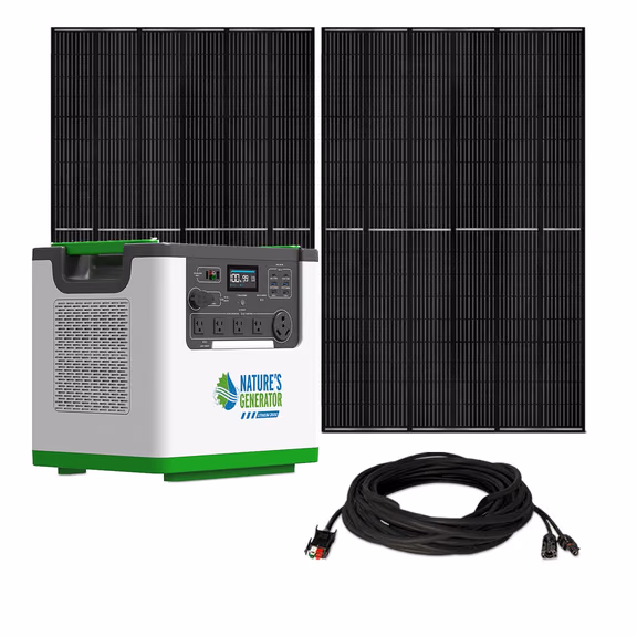 Nature's Generator L3600 Expandable Solar Generator – L3600 + 2x 440W Rigid Bifacial Panel