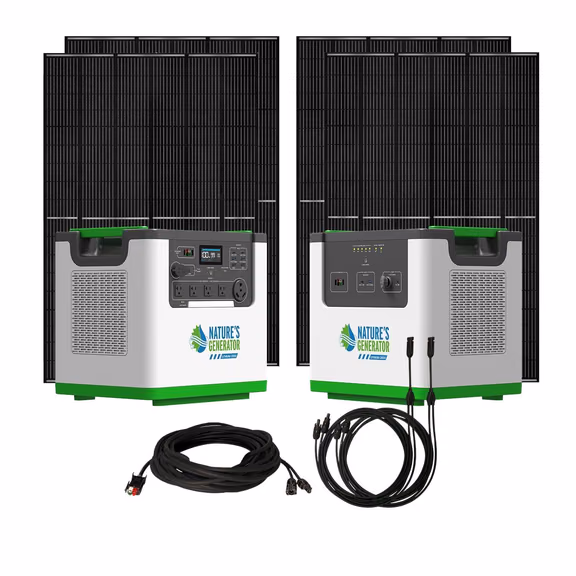 Nature's Generator L3600 Expandable Solar Generator – L3600 + L3600 Power Pod + 4x 440W Rigid Bifacial Panel