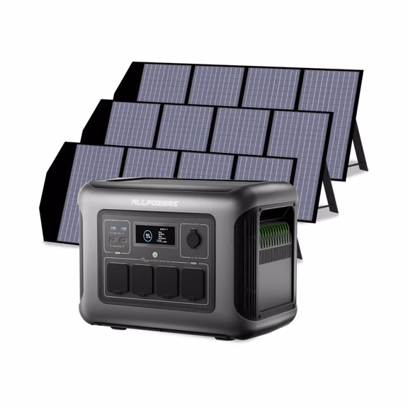 ALLPOWERS 1600W Générateur Solaire R1500 LITE avec PV140W – R1500 LITE +3PCS SP029 140W Panneau Solaire 140W