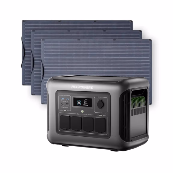 ALLPOWERS 1600W Générateur Solaire R1500 LITE avec PV100W – R1500 LITE + 3PCS SF100 100W PV100W
