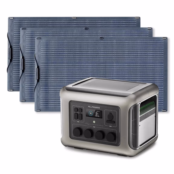 ALLPOWERS Zonnegeneratorset 2500W (R2500-V2 + SF100 100W flexibel zonnepaneel) – R2500 V2 + 3 stuks SF100 100W zonnepaneel 100W