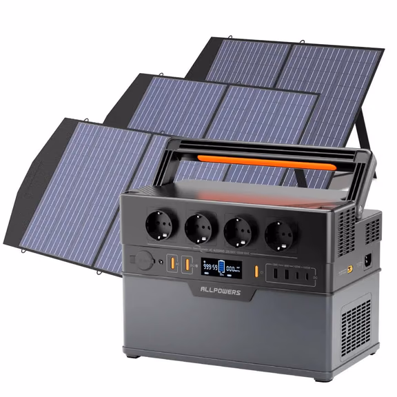 ALLPOWERS Générateur Solaire 1500W (S1500 PLUS + SP027 Panneau Solaire) – S1500 PLUS+3PCS SP027 100W Panneau Solaire 100W
