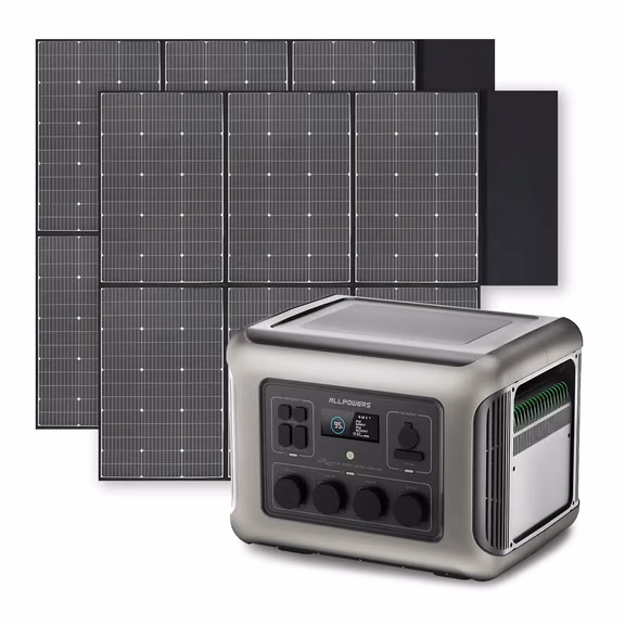 ALLPOWERS Zonnegeneratorset 2500W (R2500-V2 + SP039 600W zonnepaneel) – R2500 V2 + 2 stuks SP039 600W zonnepaneel 600W