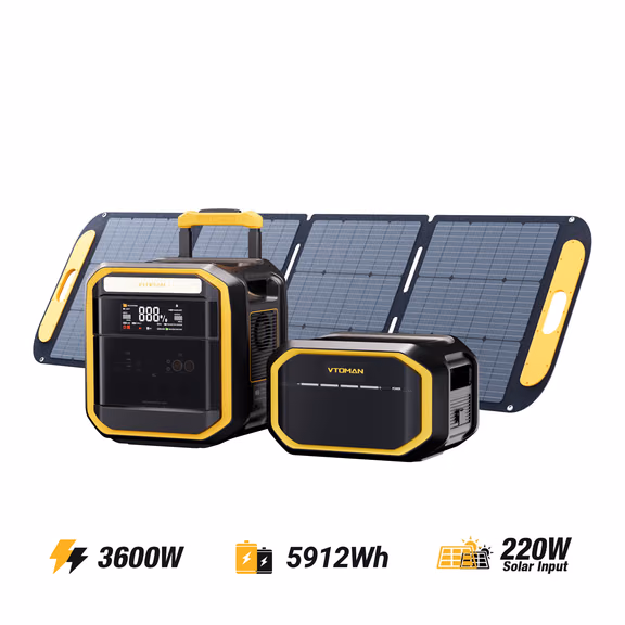 VTOMAN FlashSpeed Pro 3600 Station Électrique Portable – FlashSpeed Pro 3600 3096Wh + FlashSpeed EB 2816Wh + 220W Panel