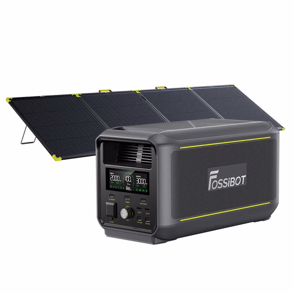 FOSSiBOT F3000 station électrique portable - 2 048 Wh | 3 000 W – F3000 + 1 x SP400 Pro 400W panneau solaire portable bifacial (400W)
