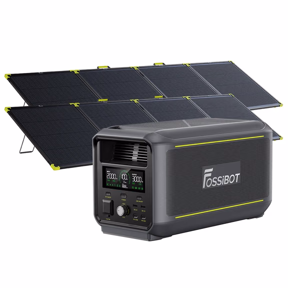 FOSSiBOT F3000 Draagbaar Powerstation | 3000W 2048Wh – F3000 + 2 x SP400 Pro 400W Bifacial Draagbaar Zonnepaneel (400W)